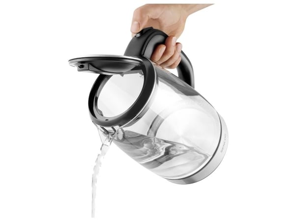Sencor SWK 2080BK, 2 L, 2200 W, Musta, Läpinäkyvä, Lasi, Metalli, Veden tason ilmaisin, Johdoton