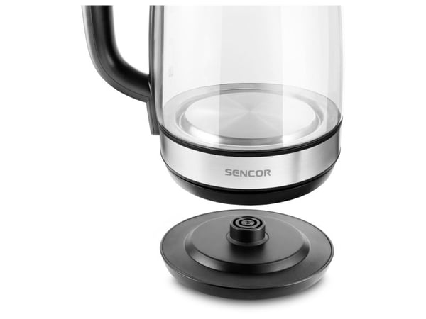 Sencor SWK 2080BK, 2 L, 2200 W, Musta, Läpinäkyvä, Lasi, Metalli, Veden tason ilmaisin, Johdoton