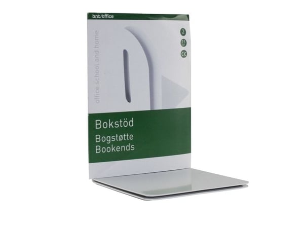 Bokstöd i metall, 15x15 cm, vit - 2 st./förpackning