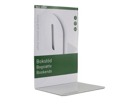 Bogstøtte metal 20x20cm hvid (2 stk.)