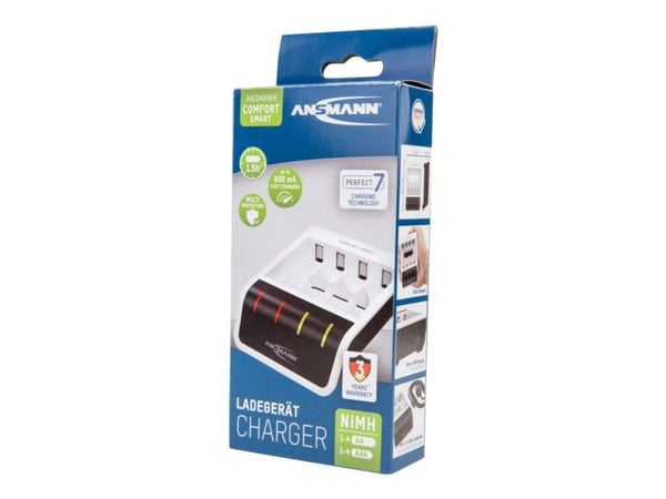 ANSMANN Comfort Smart - 1,5 t USB-batterilader - (for 4xAA/AAA) - 800 mA - hvit, svart