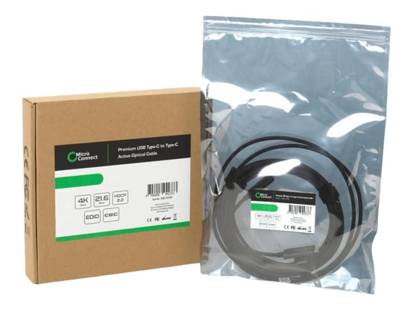 MicroConnect Premium - USB-kaapeli - USB-C (han) til USB-C (han) - USB 3.2 Gen 1 - 20 m - Aktiivinen optinen kaapeli (AOC), 4K60 Hz-tuki - lajittel...