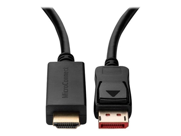 MicroConnect - Adapterkabel - DisplayPort hann låst til HDMI hann - 1 m - trippel beskyttelse - svart - 4 K 60 Hz (4096 x 2160) støtte