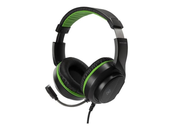 DELTACO GAMING GAM-128 - Headset - fullstorlek - kabelansluten - 3,5 mm kontakt - svart, grön