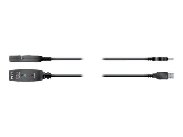 CLUB3D USB 3.2 Gen1 Active Repeater Cable 5m/ 16.4 ft M/F 28AWG, 5 m, USB A, USB A, USB 3.2 Gen 1 (3.1 Gen 1), Musta