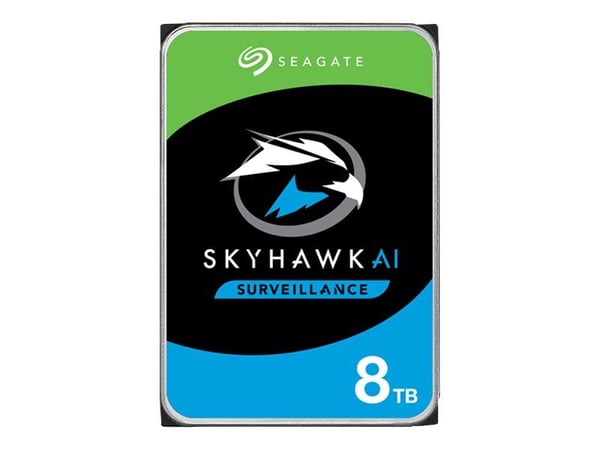 Seagate SkyHawk AI ST8000VE001 - Hårddisk - 8 TB - inbyggd - 3.5" - SATA 6Gb/s - buffert: 256 MB - med 3 års Seagate Rescue Data Recovery
