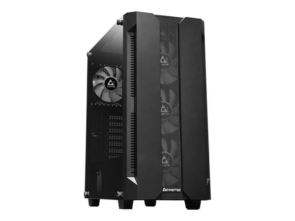 Chieftec Gamer Series Hunter - Tower - sidepanel med vindu (herdet glass) - ingen strømforsyning (ATX) - svart - USB/lyd