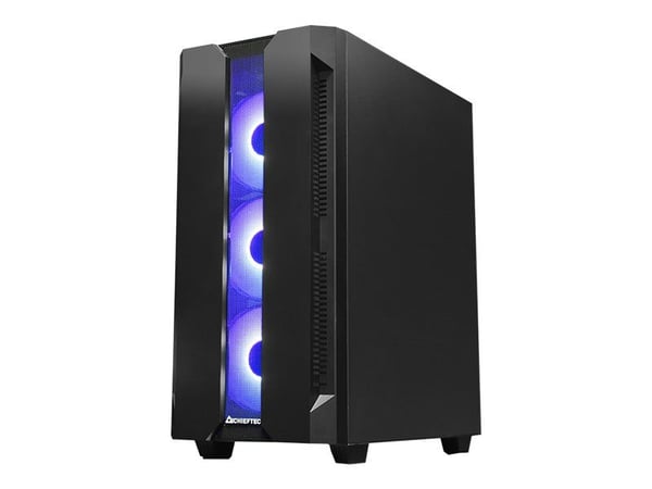 Chieftec Gamer Series Hunter - Tower - sidepanel med vindu (herdet glass) - ingen strømforsyning (ATX) - svart - USB/lyd