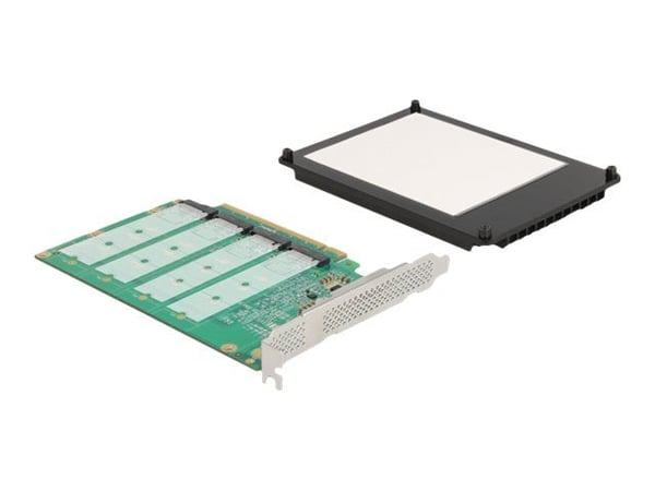 PCI EXPRESS X16-KORT TIL 4 X INTERN NVME M.2 NØKKEL M MED KJØLFØLLE - BIFURKASJON