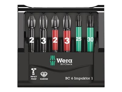 Wera Bit-Check 6 Impaktor 1 - Skrutrekkerbitssett - 6 stk - i holder