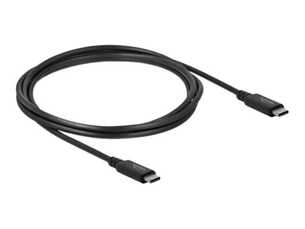 Delock - USB-kaapeli - USB-C (han) til USB-C (han) - USB4 / Thunderbolt 3 / DisplayPort - 20 V - 5 A - 2 m - 4K60 Hz (3840 x 2160) -tuki, Power Del...