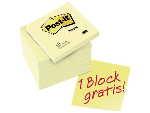 Post-it Post-It 7100199885 76 mm x 76 mm Gul 600 Blad