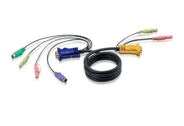 ATEN 2L-5303P - Tastatur / video / mus / lydkabel - PS/2, HD-15 (VGA), mini-phone stereo 3.5 mm (hann) til mini-phone stereo 3.5 mm, 15-pins SPHD (...