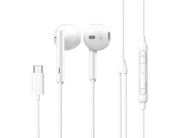 eSTUFF - Hörlurar med mikrofon - öronknopp - kabelansluten - USB-C - för Huawei Mate 40; Samsung Galaxy A12, A42 5G, A52, A52 5G, A72, S20, S21, S2...