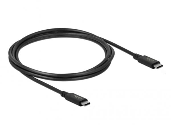 Delock - USB-kabel - USB-C (hann) til USB-C (hann) - USB4 / Thunderbolt 3 / DisplayPort - 20 V - 5 A - 2 m - støtte for 4K 60 Hz (3840 x 2160), stø...