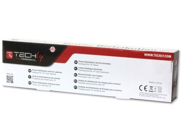 Techly I-CASE STRIP-81UD, Grunnleggende, 1U, Enkelfaset, Horisontal, Aluminium, Sort, Rød