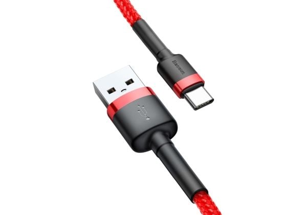 Baseus Cafule - USB-kabel - USB (hane) till USB-C (hane) - USB 2.0 - 9 V - 3 A - 0.5 m - röd