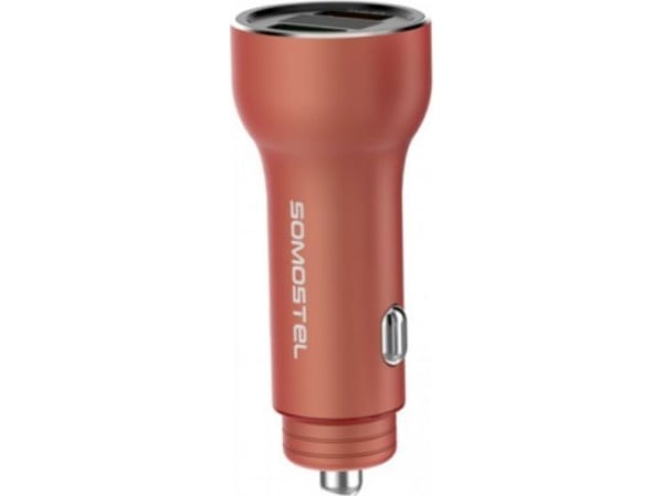 Somostel 5A Car Charger Meter + USB-C QC Red SMS-A89 Cable