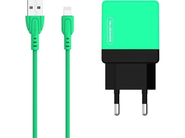 Somostel Network Charger + Lightning 2100mAh Cable Green SMS-A53