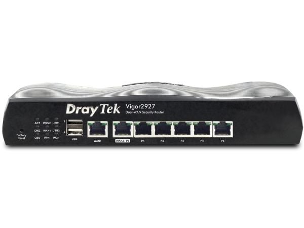 Draytek Vigor 2927 - Ruter 6-porters svitsj - 1GbE - WAN-porter: 2 - rackmonterbar