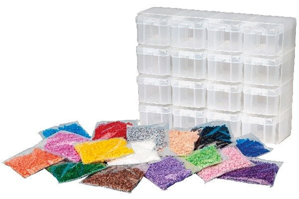 Hama oppbevaringsboks stor m/ midi-perler 16 skuffer Hama oppbevaringsboks stor m/ midi-perler 16 skuffer