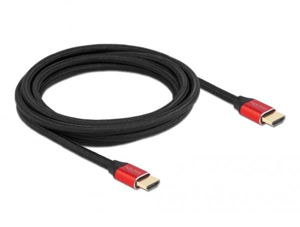 Delock - Ultra High Speed - HDMI-kabel - HDMI hann til HDMI hann - 3 m - trippel beskyttelse - svart, rød - gullglimtkontakter, 8 K 60 Hz (7680 x 4...