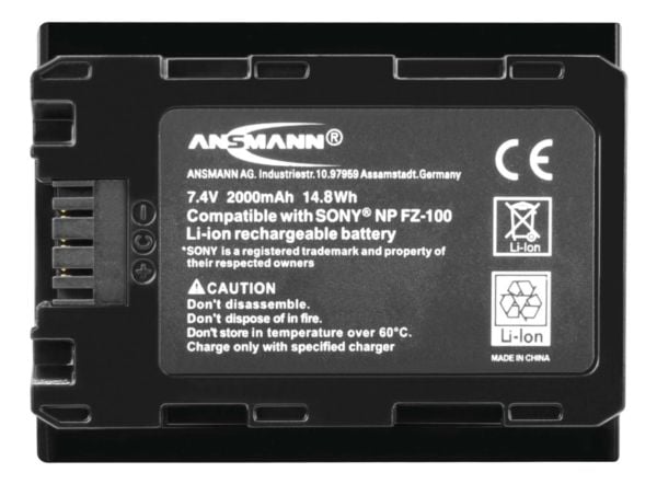 Ansmann 1400-0079, Sony, 2000 mAh, 7,4 V, Lithium Polymer (LiPo)
