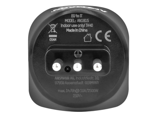 Ansmann 1250-0035, Tyyppi L (IT), Tyyppi C (Europistoke), Suora, Suora, 250 V, 10 A