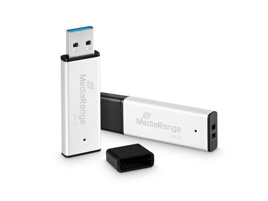 MediaRange MR1903 - USB-flashstasjon - 256 GB - USB 3.2 Gen 1 - svart, sølv