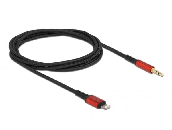 Delock - Kabel fra Lightning til hodetelefonsjakk - Lightning hann til mini-phone stereo 3.5 mm hann - 1.5 m - svart, rød