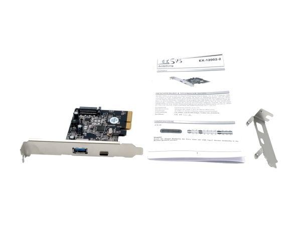 EXSYS EX-12002-2, PCIe, USB 3.2 Gen 2 (3.1 Gen 2), 10 Gbit/sek.