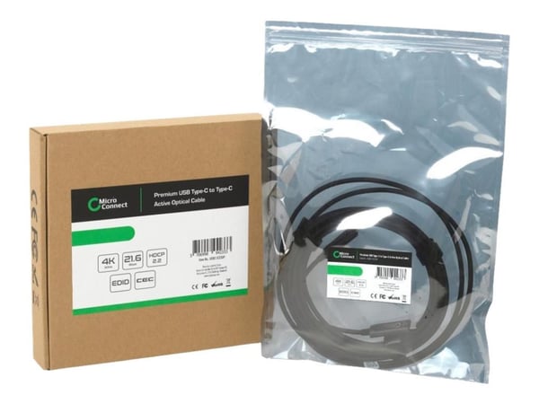MicroConnect Premium - USB-kabel - 24 pin USB-C (hann) til 24 pin USB-C (hann) - USB 3.1 Gen 2 - 10 m - Active Optical Cable (AOC) - svart