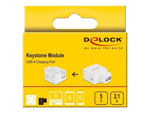 Delock - Strömadapter - 10.5 Watt - 2.1 A (USB) - vit