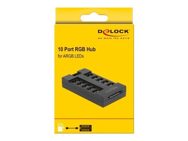 Delock - RGB LED-lyshub - 10 ports - svart