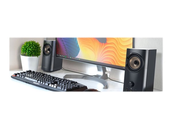 Creative T60 - Högtalare - för persondator - trådlös - Bluetooth - 30 Watt (Total) - svart
