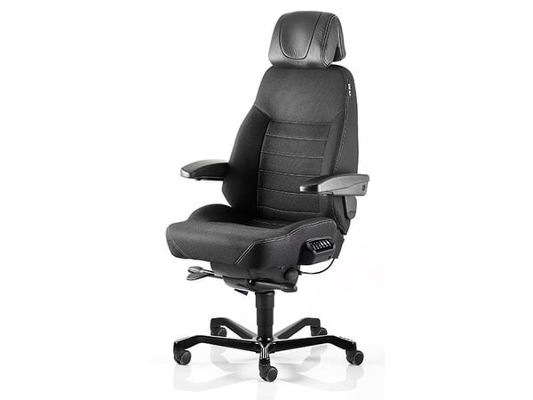 Kontorstol KAB Seating Executive, ACS White-Line Sort tekstil fighter