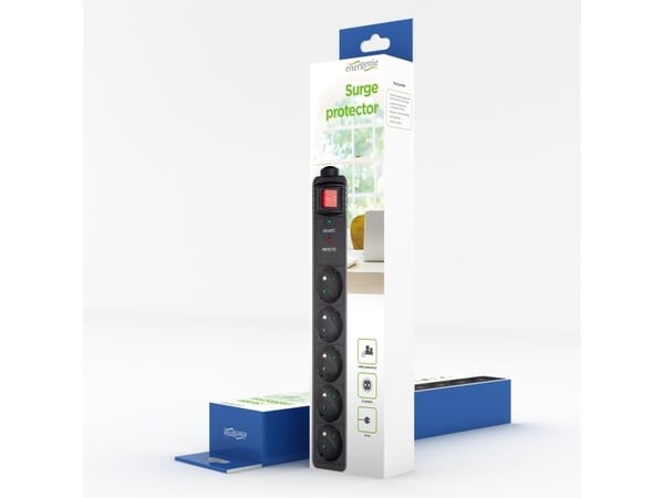 Gembird EnerGenie SPF5-C-5 - Strømstødsbeskytter - AC 250 V - output-stikforbindelser: 5 - sort