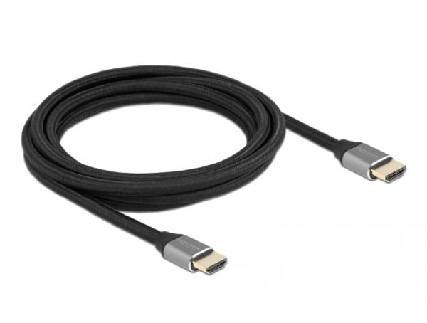 Delock - Ultra High Speed - HDMI-kabel - HDMI hann til HDMI hann - 3 m - trippel beskyttelse - grå - gullglimtkontakter, 8 K 60 Hz (7680 x 4320) st...
