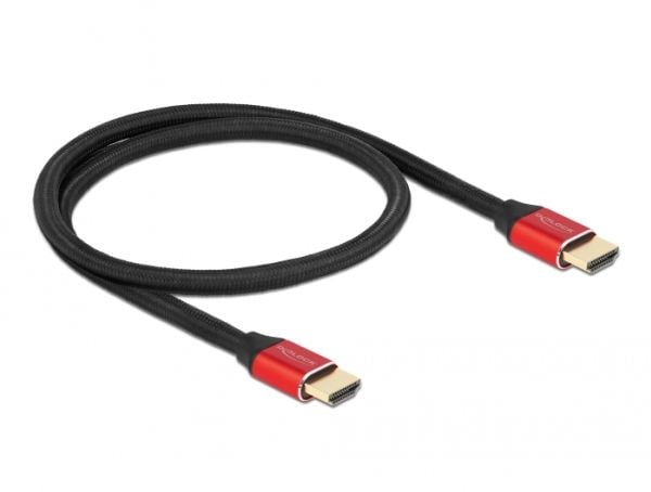 Delock - Ultra High Speed - HDMI-kabel - HDMI hann til HDMI hann - 50 cm - trippel beskyttelse - rød - gullglimtkontakter, 8 K 60 Hz (7680 x 4320) ...