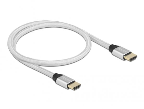 Delock - Ultra High Speed - HDMI-kabel - HDMI hann til HDMI hann - 50 cm - trippel beskyttelse - sølv - gullglimtkontakter, 8 K 60 Hz (7680 x 4320)...