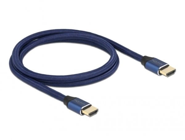Delock - Ultra High Speed - HDMI-kabel - HDMI hann til HDMI hann - 1 m - trippel beskyttelse - blå - gullglimtkontakter, 8 K 60 Hz (7680 x 4320) st...