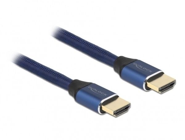 Delock - Ultra High Speed - HDMI-kabel - HDMI hann til HDMI hann - 2 m - trippel beskyttelse - blå - gullglimtkontakter, 8 K 60 Hz (7680 x 4320) st...