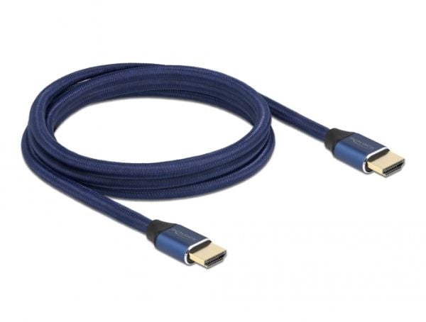 Delock - Ultra High Speed - HDMI-kabel - HDMI hann til HDMI hann - 2 m - trippel beskyttelse - blå - gullglimtkontakter, 8 K 60 Hz (7680 x 4320) st...