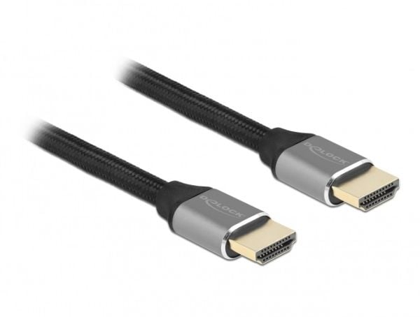 Delock - Ultra High Speed - HDMI-kabel - HDMI hann til HDMI hann - 1 m - trippel beskyttelse - grå - gullglimtkontakter, 8 K 60 Hz (7680 x 4320) st...