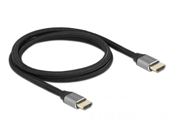 Delock - Ultra High Speed - HDMI-kabel - HDMI hann til HDMI hann - 1 m - trippel beskyttelse - grå - gullglimtkontakter, 8 K 60 Hz (7680 x 4320) st...