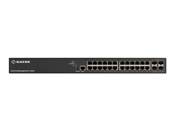 Black Box LPB3000 Series LPB3028A - Switch - Styrt - 24 x 10/100/1000 (PoE+) + 4 x 1 Gigabit / 10 Gigabit SFP+ (opplink) - stasjonær, rackmonterbar...