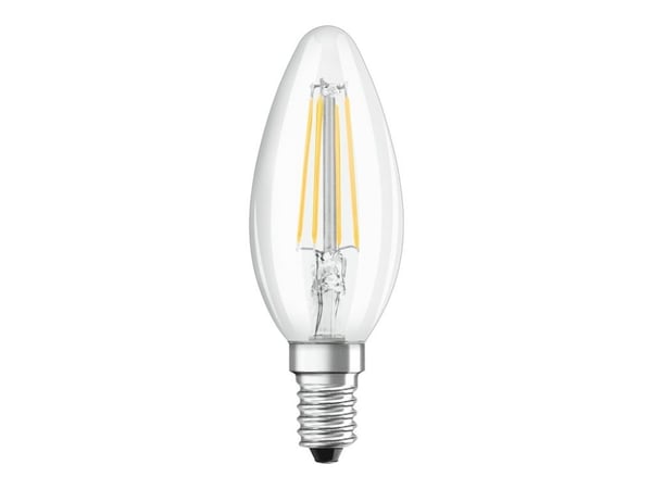 OSRAM - LED-filamentlyspære - form: mini-stearinlys - klar finish - E14 - 4 W (ekvivalent 40 W) - klasse E - varmt hvitt lys - 2700 K