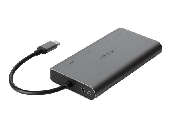 DELTACO USBC-HDMI18 - Dokkingstasjon - USB-C - HDMI, VGA - 1GbE