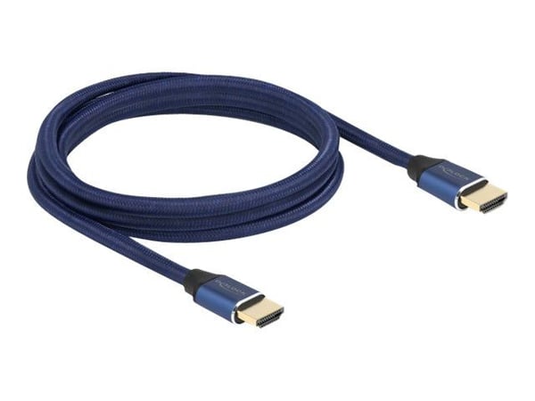 Delock - Ultra High Speed - HDMI-kabel - HDMI hann til HDMI hann - 2 m - trippel beskyttelse - blå - gullglimtkontakter, 8 K 60 Hz (7680 x 4320) st...