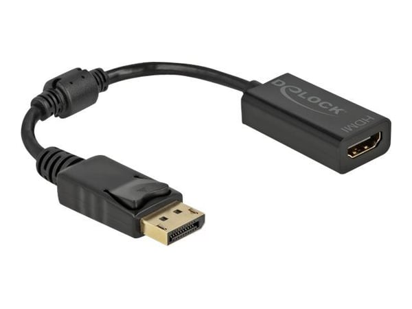 Delock - Videoadapter - DisplayPort han låsende til HDMI hun - 15 cm - sort - passiv omformer, 1080p support 60 Hz